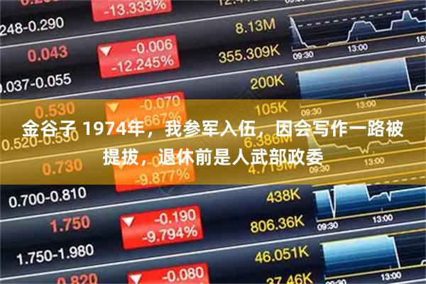 金谷子 1974年，我参军入伍，因会写作一路被提拔，退休前是人武部政委